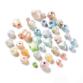 Opaque Macaron Color Acrylic Beads, Mixed Shape