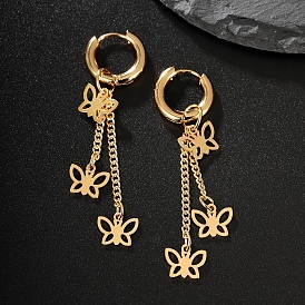 Elegant Gold Plated Butterfly Tassel Earrings for Women