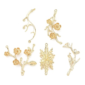 Пружинные латунные соединительные подвески, ссылки на растения, реальный 18 k позолоченный