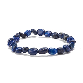 Natural Lapis Lazuli Nuggets Beads Stretch Bracelet, Reiki Bracelet for Men Women