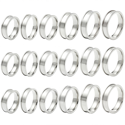 18 шт. 6 стили 201 нержавеющая сталь рифленые кольца для пальцев, кольцевой сердечник, для изготовления инкрустации