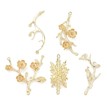 Пружинные латунные соединительные подвески, ссылки на растения, реальный 18 k позолоченный