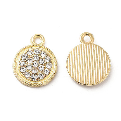 Подвески из сплава , с кристально горный хрусталь, плоский круглый шарм, без свинца и без кадмия
