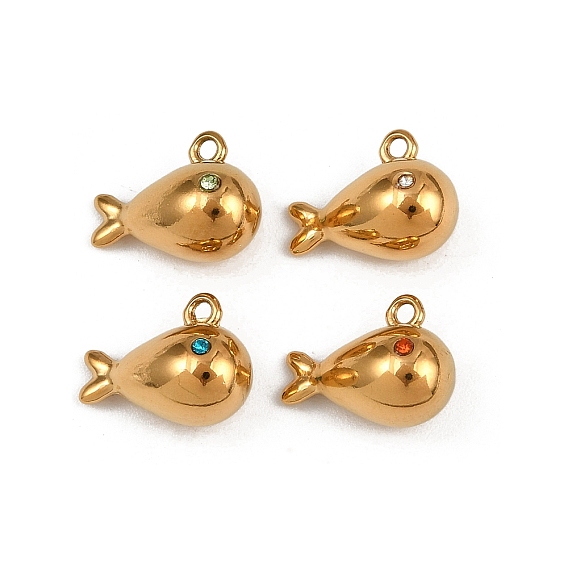 304 прелести нержавеющей стали, с красочными горный хрусталь, ионное покрытие (ip), очарование рыбы