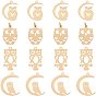 16Pcs 4 Style  201 Stainless Steel Pendants, For Halloween, Oval