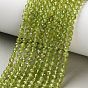 Природный перидот бисер нитей, граненые, круглые, класс А