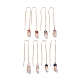 Stud Earrings, Ear Thread, with Natural Gemstone, Natural Cultured Freshwater Pearl and Brass Findings