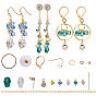 DIY Earring Making, with Unwelded Brass Cable Chains, Brass Linking Rings, Electroplated Glass Charms and Brass Earring Findings