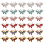 30pcs 6 cabochons en alliage de strass de couleurs, papillon, or