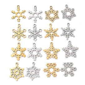 Рождественские 201 подвески из нержавеющей стали, снежинка очарование, лазерная резка, ионное покрытие (ip)