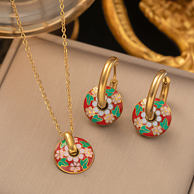 Boho Chic Flower Circle Earrings Set - Minimalist Ethnic Style Jewelry for Women