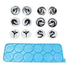 Flat Round with Dragon DIY Pendant Silicone Molds, Resin Casting Molds, for UV Resin, Epoxy Resin Jewelry Making