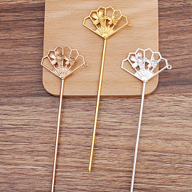 Iron Hair Stick Findings, with Alloy Findings, Fan