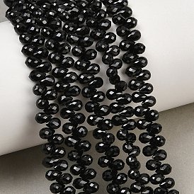 Perlas negras naturales espinela hebras, lágrima, facetados, superior perforado