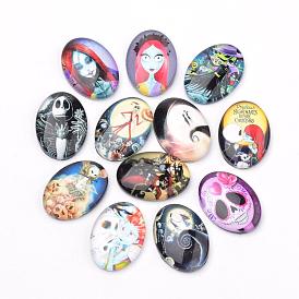 Flatback Glass Cabochons for DIY Projects, Skull and Dragon Pattern, Oval