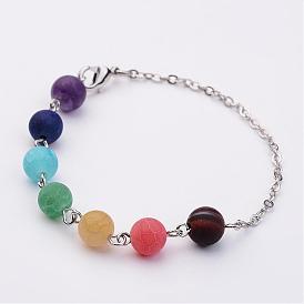 Edelstein-Armbänder, mit Messing-Ketten und Karabiner, Platin Farbe