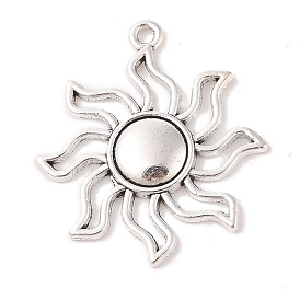 Tibetan Style Alloy Solar Eclipse Pendants, Cadmium Free & Lead Free, Sun, 34x31x3mm, Hole: 2mm, about 320pcs/1000g