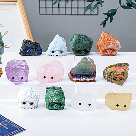 Natural Gemstone Sculpture Display Decorations, for Home Office Desk, Hedgehog