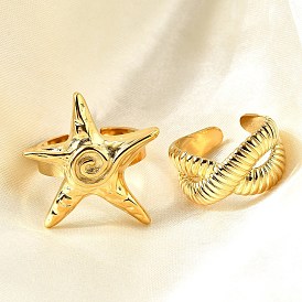 304 из нержавеющей стали манжеты кольца, золотые, для женщин