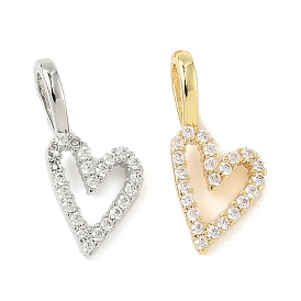 Латунные микро проложить кубического циркония подвески, сердце, стойки покрытие, долговечный, без кадмия и без свинца