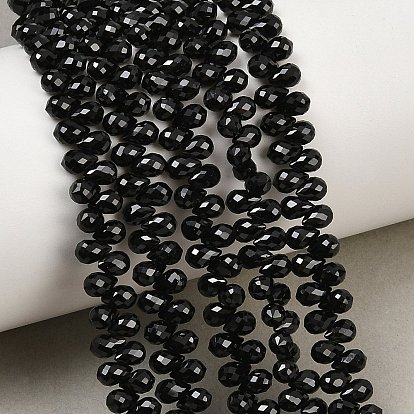 Perlas negras naturales espinela hebras, lágrima, facetados, superior perforado