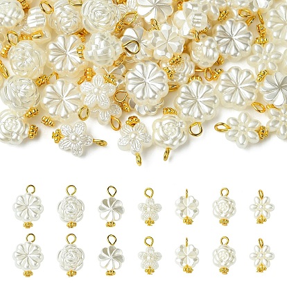 70шт 7 стили акриловые подвески с имитацией жемчуга, цветок, с железной фурнитурой