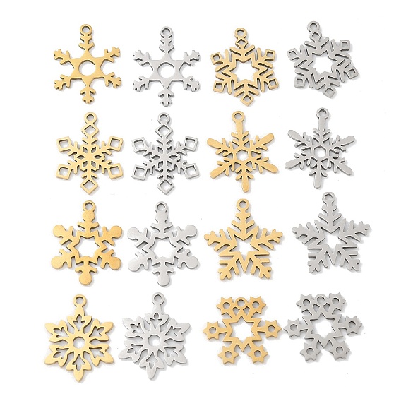 Рождественские 201 подвески из нержавеющей стали, снежинка очарование, лазерная резка, ионное покрытие (ip)