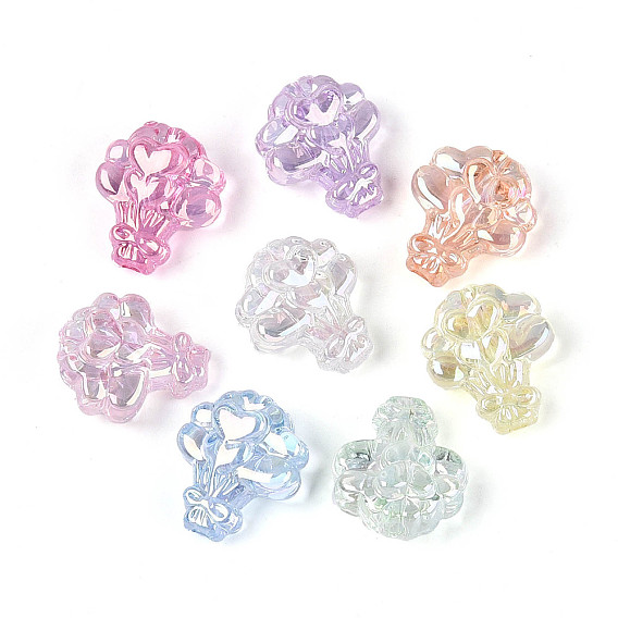 Уф-покрытие прозрачные акриловые бусины, радужный, букет сердца