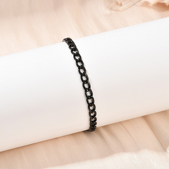 5мм 201 Женские браслеты из нержавеющей стали с панцирным плетением, с 304 застежкой из нержавеющей стали