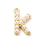 Plastic Imitation Pearl Pendants, with Brass Findings, Letter A~Z