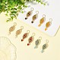 Gemstone Leveback Earrings for Women, Oval, with Glass Seed, 304 Stainless Steel Leverback Earrings for Women