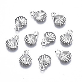 201 Stainless Steel Charms, Shell Shape