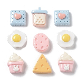 Opaque Resin Decoden Cabochons, Imitation Food, Ice Cream & Egg & Drink, Mixed Shapes