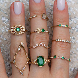 Fashion Diamond Emerald Knuckle Ring 9-Piece Combination Set