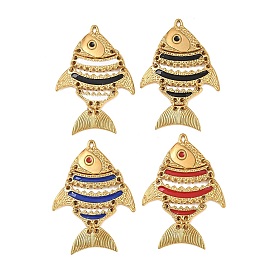 304 из нержавеющей стали большие кулоны, с эмалью, рыба, золотые