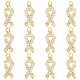 12 кулоны из латуни с прозрачным кубическим цирконием, с целью перехода в кольце, долговечный, Форма ленты осведомленности