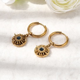 304 Серьги-кольца из нержавеющей стали и кубического циркония, солнечные лучи