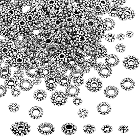 300 шт 6 стиль бусины-распорки сплава тибетского стиля, гранулированные бусины