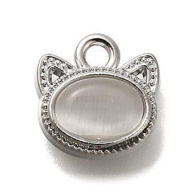 Cat Eye Charms, with Alloy Findings, Cat Shape