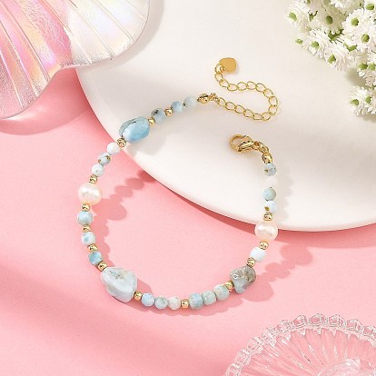 Armbänder aus Nuggets, natürlichem Larimar und Kartoffelperlen