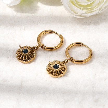 304 Серьги-кольца из нержавеющей стали и кубического циркония, солнечные лучи