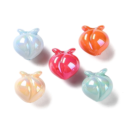 UV Plating Acrylic Beads, AB Color, Peach