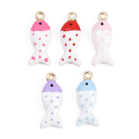 Подвески из эмали и сплава, рыбы прелести, золотые