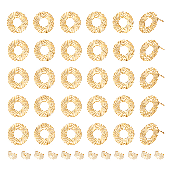 30 шт 201 детали серьги-гвоздики из нержавеющей стали, с ушными гайками и 304 штифтами из нержавеющей стали, пончик с дыркой