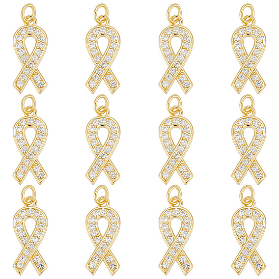 12 кулоны из латуни с прозрачным кубическим цирконием, с целью перехода в кольце, долговечный, Форма ленты осведомленности