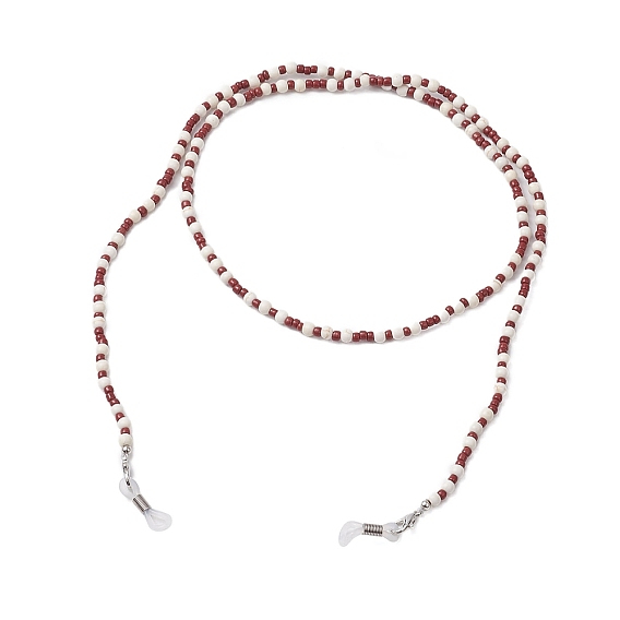 Синтетическая бирюза и стеклянные бусины цепочки ремешок на шею для очков, с резиновыми петлями на концах и карабином из цинкового сплава