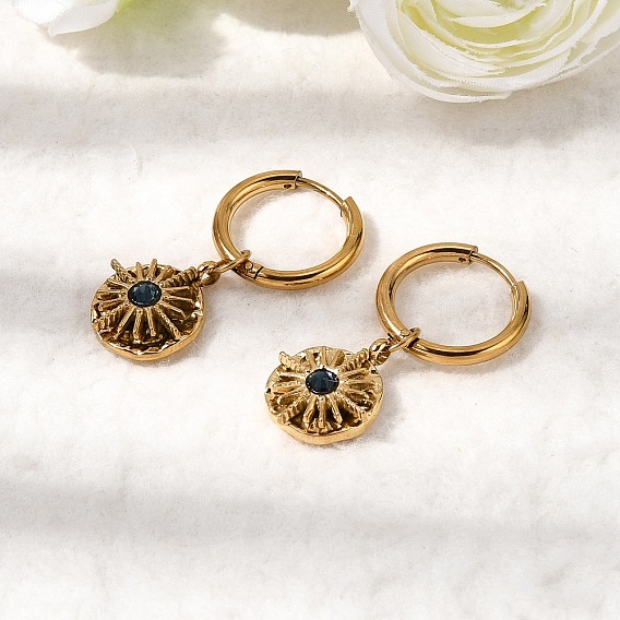 304 Серьги-кольца из нержавеющей стали и кубического циркония, солнечные лучи