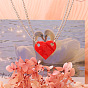 Detachable Heart-Shaped Building Block Couple Necklace Hip-Hop Resin Double-Layered Round Bead Chain Pendant Jewelry.
