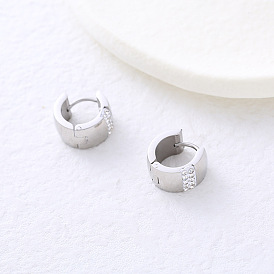 Серьги-кольца из нержавеющей стали, со стразами