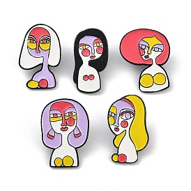 Abstract Lady Enamel Pins, Alloy Brooch for Backpack Clothes